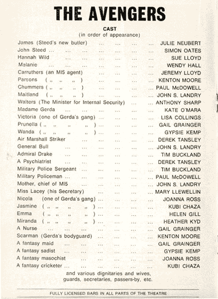 The Avengers Stageplay Programme - Page Four