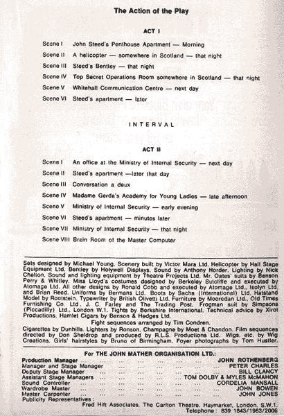 The Avengers Stageplay Programme - Page Five